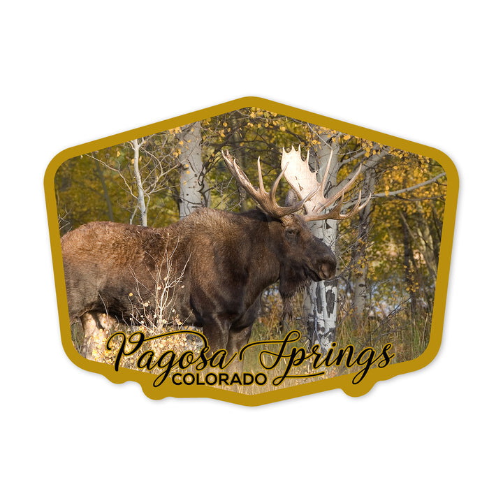 Pagosa Springs, Colorado, Moose, Contour, Vinyl Sticker
