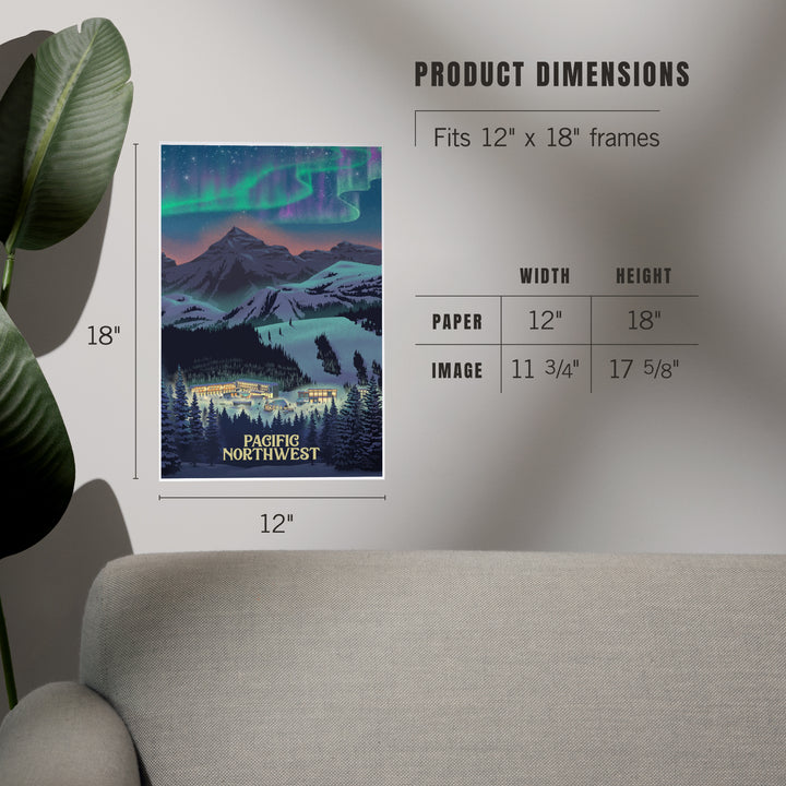 Pacific Northwest, Village Northern Lights, Art & Giclee Prints