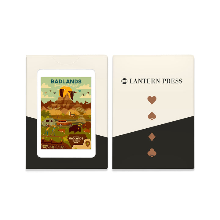 Playing Cards, Badlands National Park, South Dakota, Geometric National Park Series, 52 Card Deck with Jokers in Box, Unique Art
