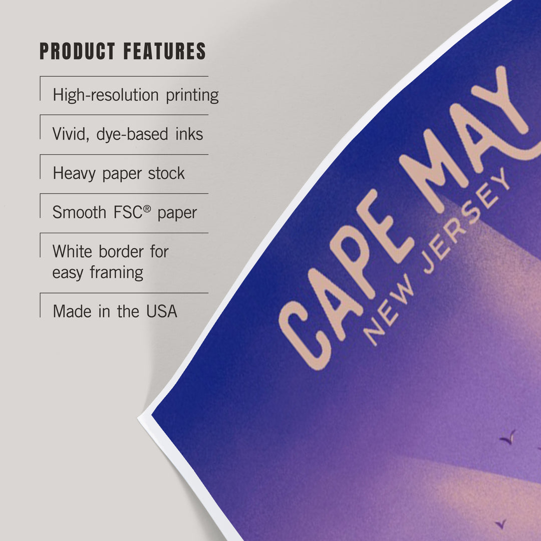 Cape May, New Jersey, Lithograph, New Shows Nightly, Beach Sunset, Art & Giclee Prints