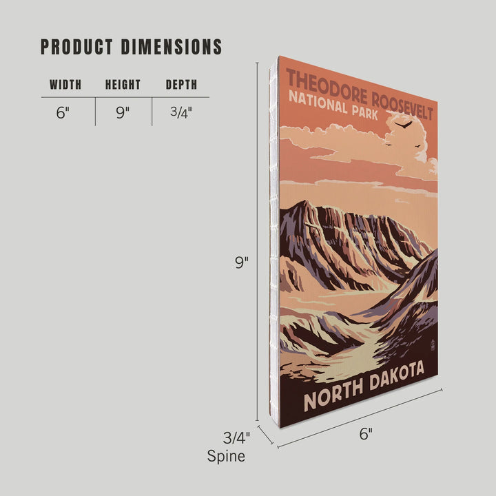 Lined 6x9 Journal, Theodore Roosevelt National Park, North Dakota, Buttes, Lay Flat, 193 Pages, FSC paper