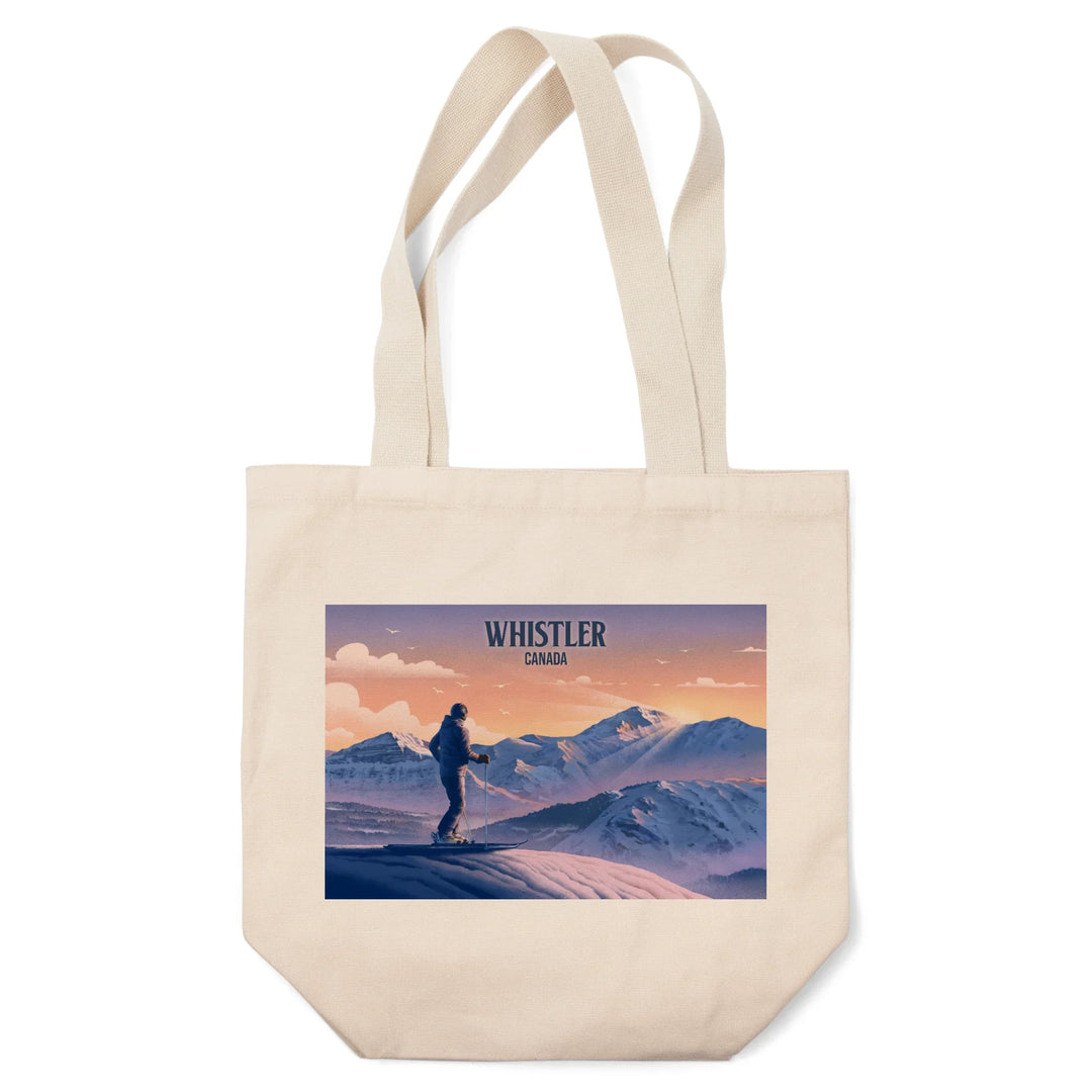 Whistler, Canada, Lithograph, Skier at the Top, Tote Bag
