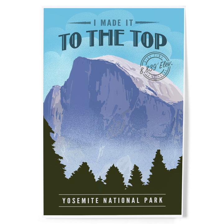 Yosemite National Park, California, I Made it to the Top, Half Dome, Lithograph, Art & Giclee Prints