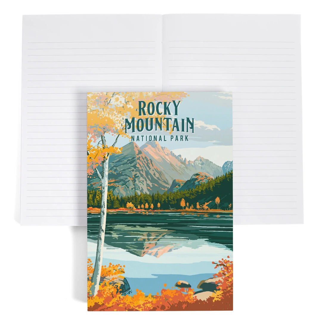Lined 6x9 Journal, Rocky Mountain National Park, Colorado, Painterly National Park Series, Lay Flat, 193 Pages, FSC paper