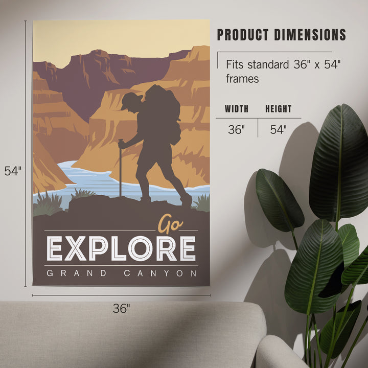 Grand Canyon National Park, Arizona, Go Explore, Backpacker, Vector Style, Art & Giclee Prints