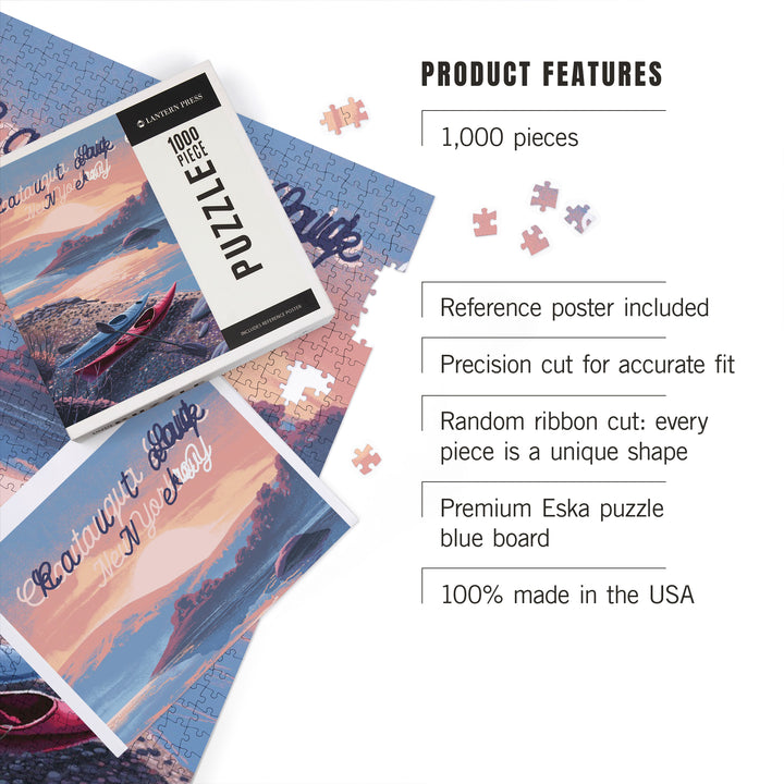 Bemus Point, New York, Get Outside Series, Glossy Sunrise, Kayak, Jigsaw Puzzle