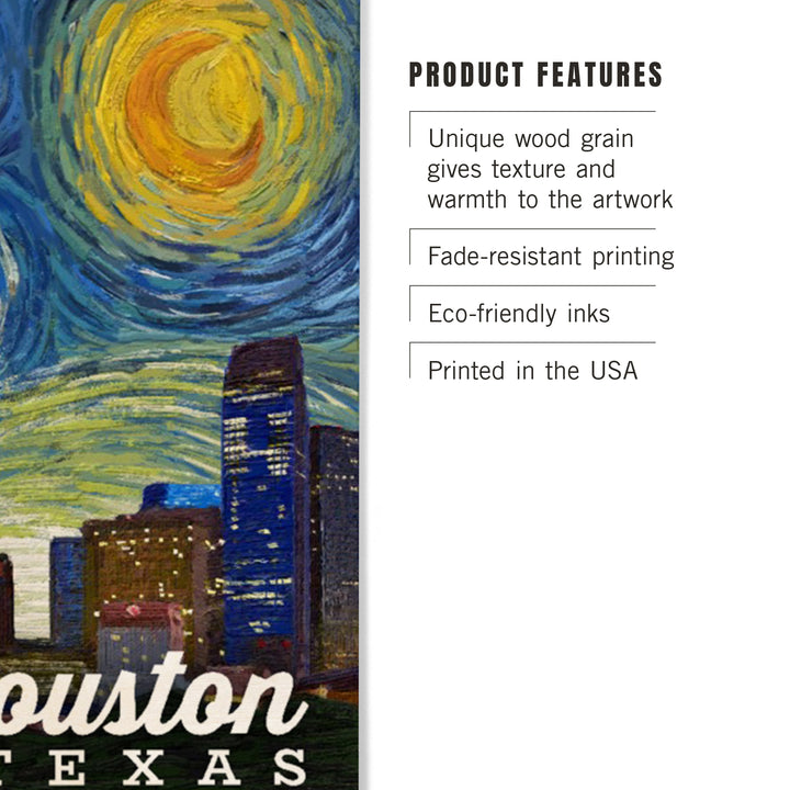 Houston, Texas, Starry Night City Series, Wood Sign and Postcards