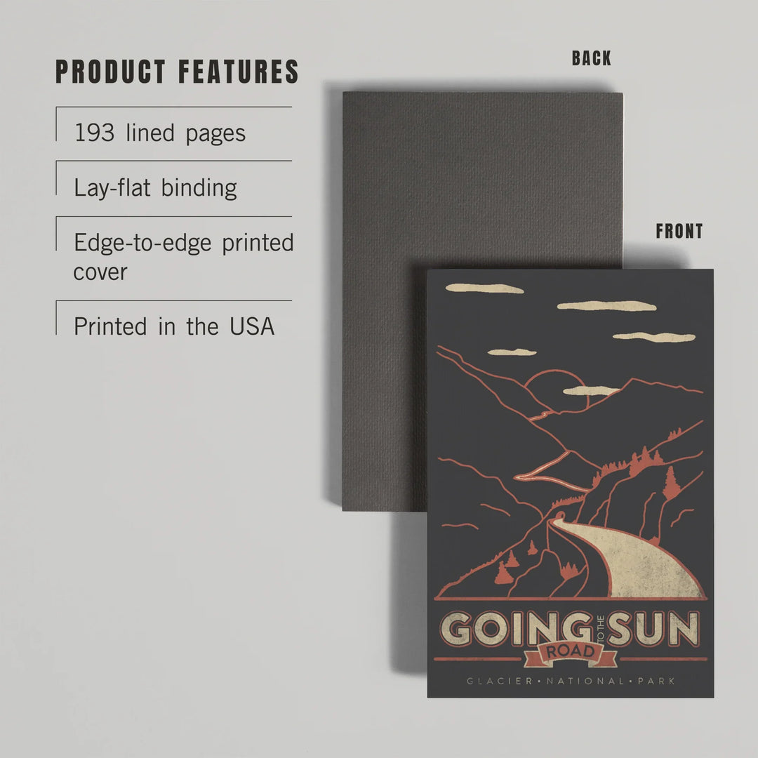 Lined 6x9 Journal, Glacier National Park, Montana, Going-to-the-Sun Road, Lay Flat, 193 Pages, FSC paper
