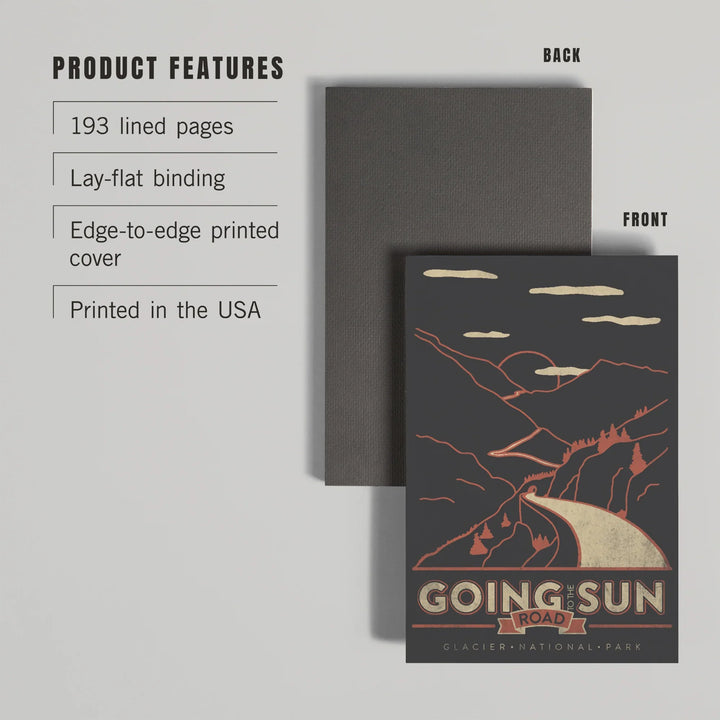 Lined 6x9 Journal, Glacier National Park, Montana, Going-to-the-Sun Road, Lay Flat, 193 Pages, FSC paper