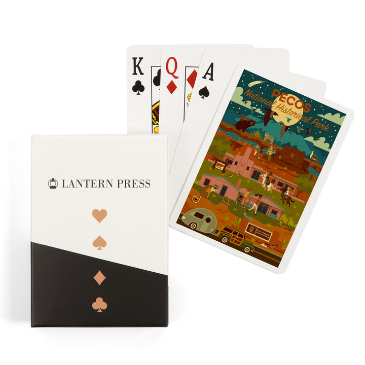 Playing Cards, Pecos National Historic Park, New Mexico, Night Scene, Geometric, 52 Card Deck with Jokers in Box, Unique Art