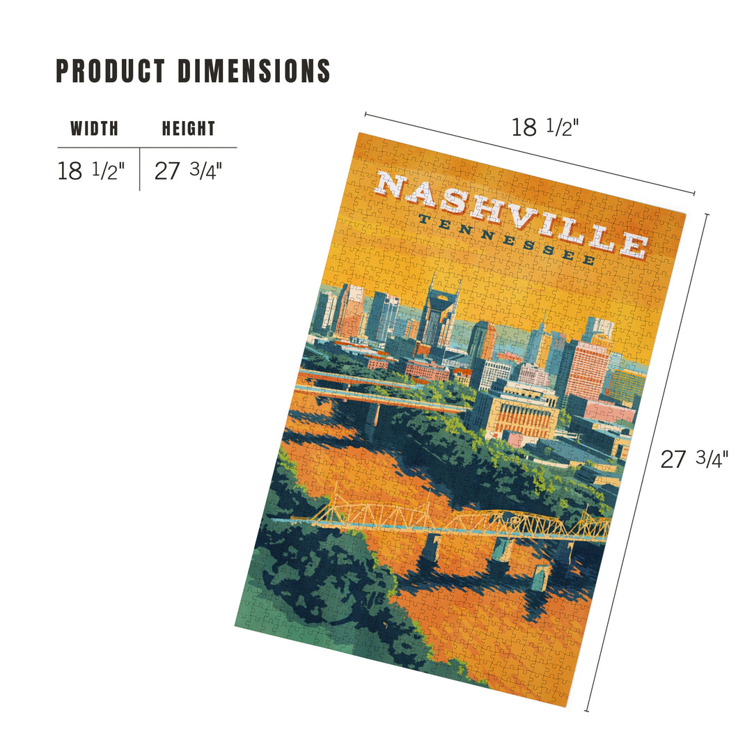 Nashville, Tennessee, Painterly, City Series, 1000 Piece Jigsaw Puzzle