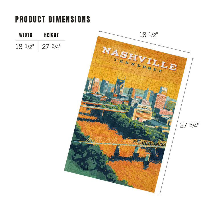 Nashville, Tennessee, Painterly, City Series, 1000 Piece Jigsaw Puzzle