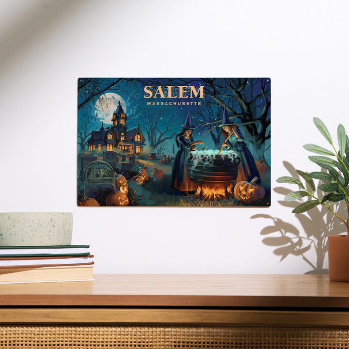 Salem, Massachusetts, Lithograph, Cemetery, Wood Sign and Postcards