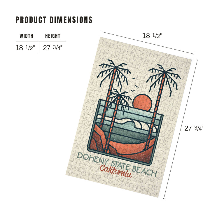 Doheny State Beach, California, Palm Trees and Beach, Block Lines, Jigsaw Puzzle