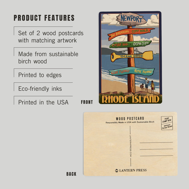 Newport, Rhode Island, Destinations Sign, Wood Sign and Postcards