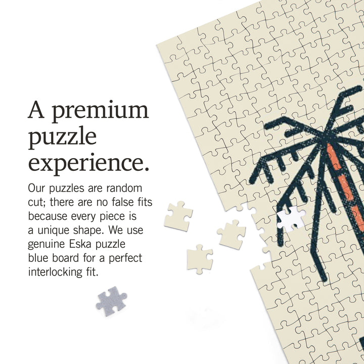 Doheny State Beach, California, Palm Trees and Beach, Block Lines, Jigsaw Puzzle