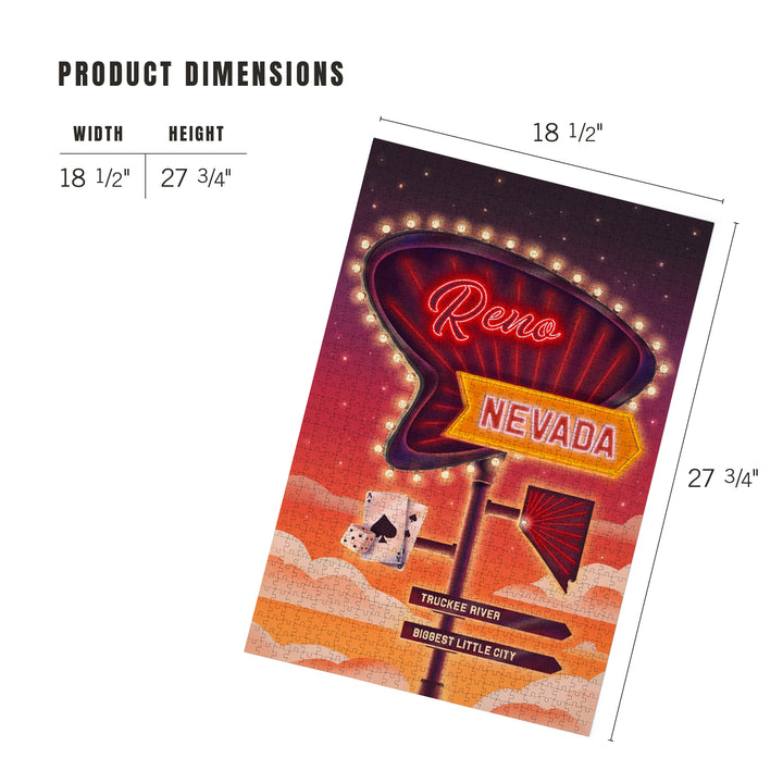 Reno, Nevada, Neon Road Sign, 1000 Piece Jigsaw Puzzle