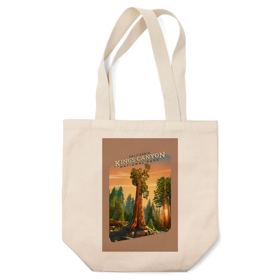 Kings Canyon National Park, California, Oil Painting, General Grant,, Tote Bag