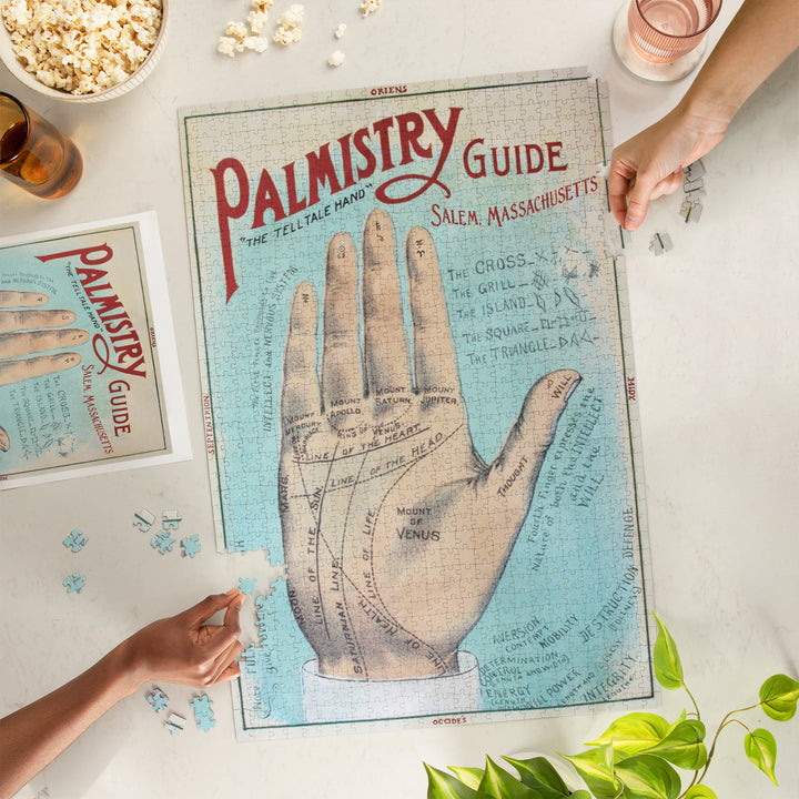 Salem, Massachusetts, A Picture of Good Health, Palmistry Chart Lithograph, Vintage Artwork, 1000 Piece Jigsaw Puzzle