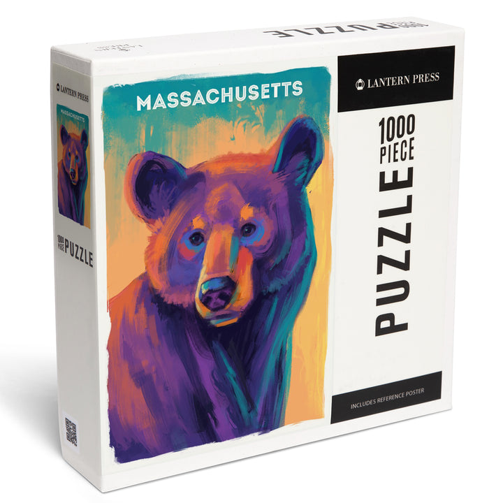 Massachusetts, Vivid, Black Bear, 1000 Piece Jigsaw Puzzle