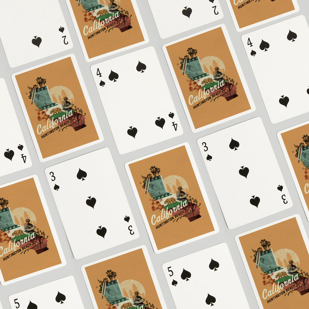 Playing Cards, Huntington Beach, California, State Treasure Trove, State Series, 52 Card Deck with Jokers in Box, Unique Art