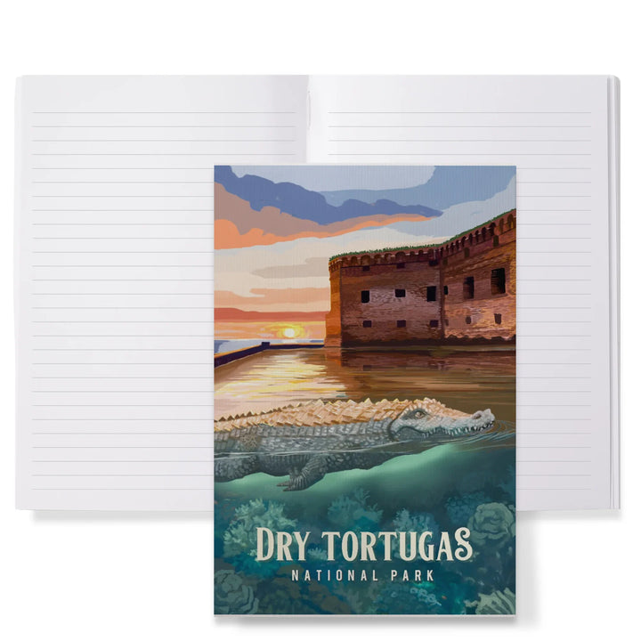 Lined 6x9 Journal, Dry Tortugas National Park, Florida, Painterly National Park Series, Lay Flat, 193 Pages, FSC paper