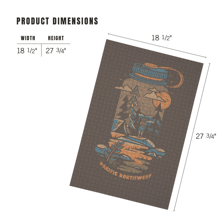 Pacific Northwest, Water Bottle, Distressed, Jigsaw Puzzle