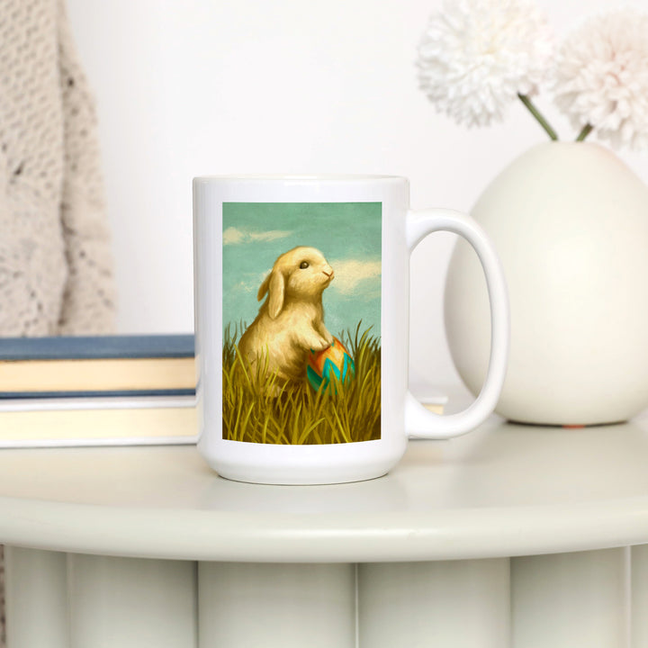 Easter Bunny, Oil Painting, Ceramic Mug