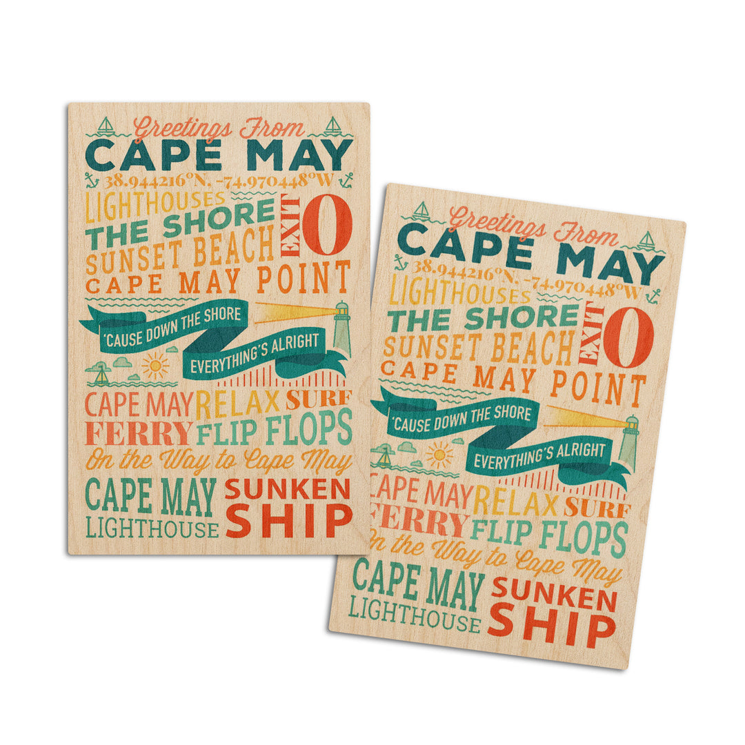 Cape May, New Jersey, Sunset Beach, New Typography, Lantern Press Artwork, Wood Signs and Postcards