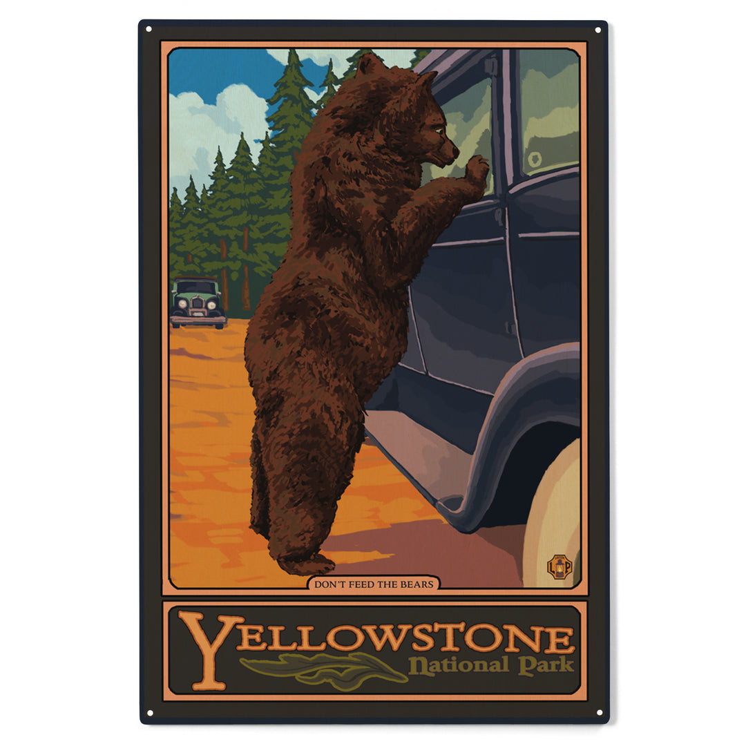 Yellowstone National Park, Wyoming, Don't Feed The Bears, Wood Sign and Postcards