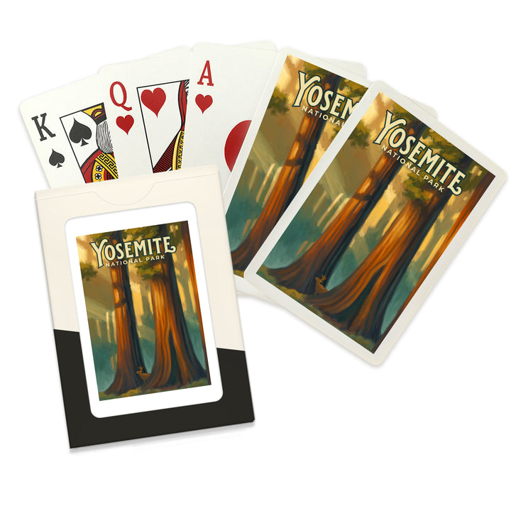 Playing Cards, Yosemite National Park, California, Visit Mariposa Grove, Oil Paintings, 52 Card Deck with Jokers in Box, Unique Art