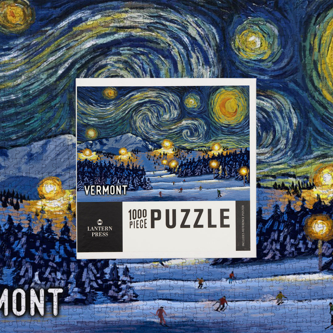 Vermont, Starry Night, Ski, Jigsaw Puzzle