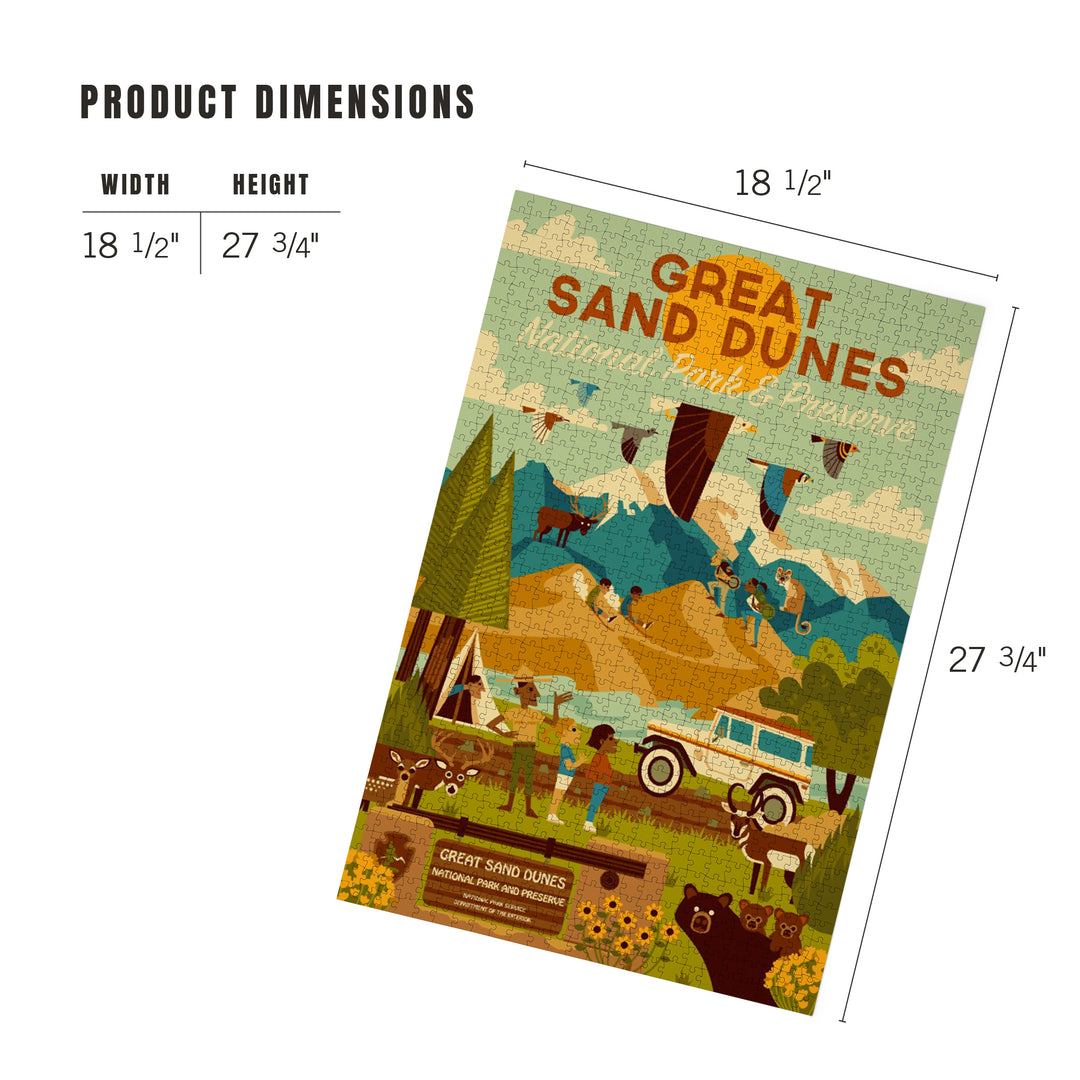 Great Sand Dunes National Park and Preserve, Geometric National Park Series, Daytime Scene, 1000 Piece Jigsaw Puzzle