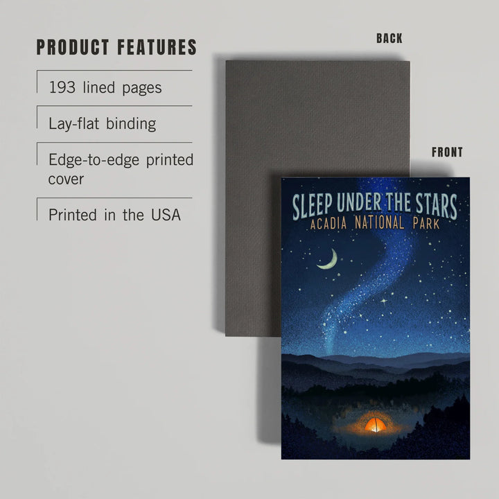 Lined 6x9 Journal, Acadia National Park, Maine, Sleep Under Stars, Lay Flat, 193 Pages, FSC paper