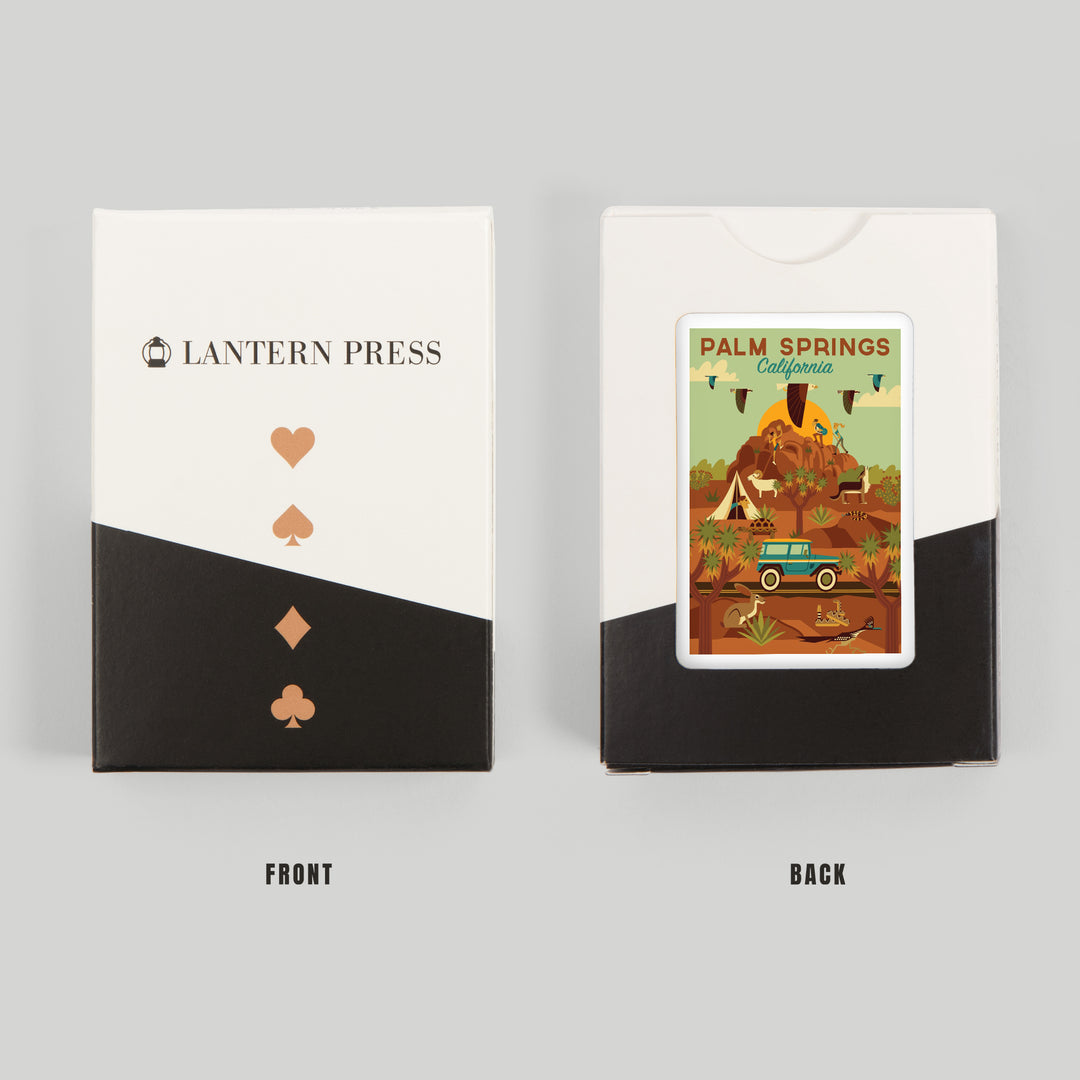 Playing Cards, Palm Springs, California, Geometric Series, 52 Card Deck with Jokers in Box, Unique Art