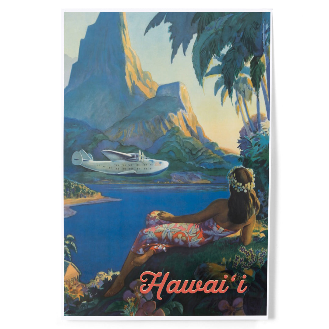 Hawaii, Vintage Tropical Airplane, Art & Giclee Prints