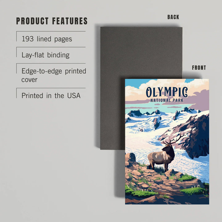 Lined 6x9 Journal, Olympic National Park, Washington, Painterly National Park Series, Lay Flat, 193 Pages, FSC paper