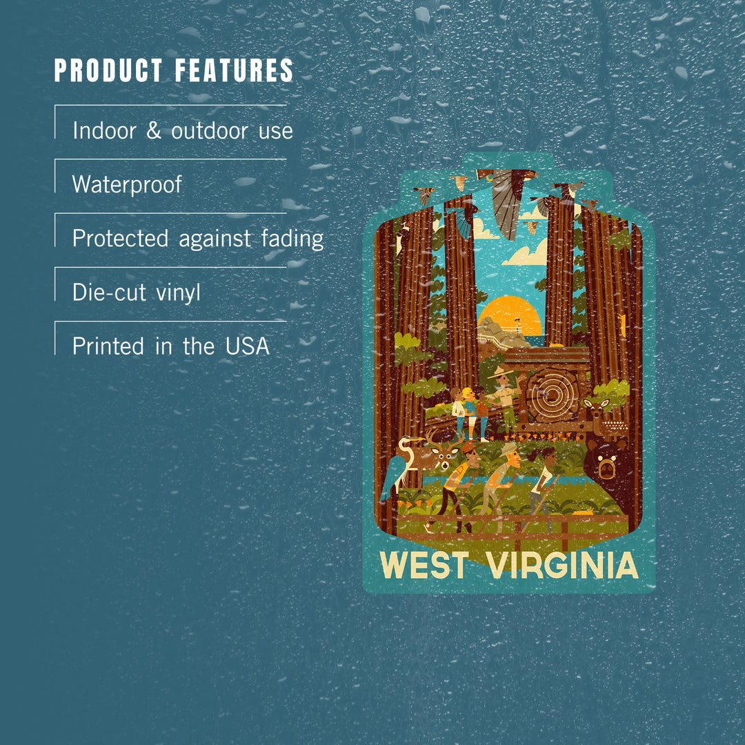 West Virginia, Geometric, Forest, Vinyl Sticker