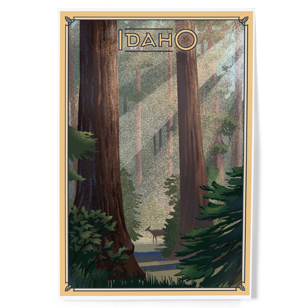 Idaho, Deer in Forest, Lithograph, Art & Giclee Prints