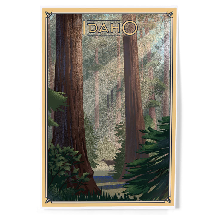 Idaho, Deer in Forest, Lithograph, Art & Giclee Prints