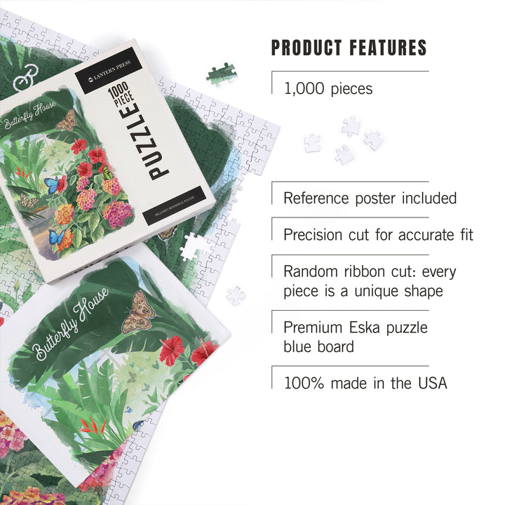 Watercolor Study, Tropical Butterfly House, 1000 Piece Jigsaw Puzzle