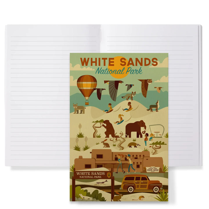 Lined 6x9 Journal, White Sands National Park, New Mexico, Geometric National Park Series, Lay Flat, 193 Pages, FSC paper