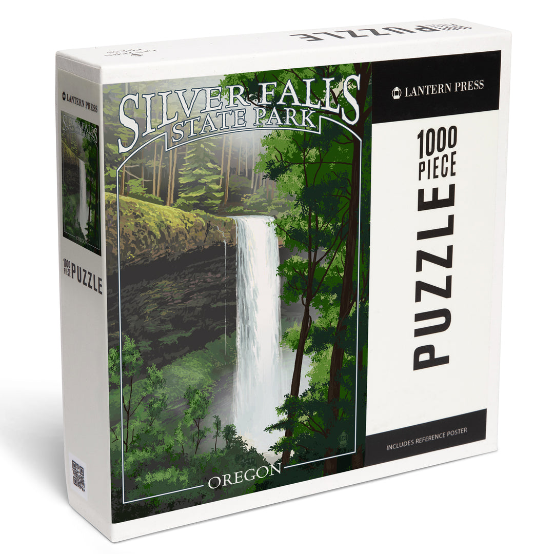 Silver Falls State Park, Oregon, South Falls, 1000 Piece Jigsaw Puzzle