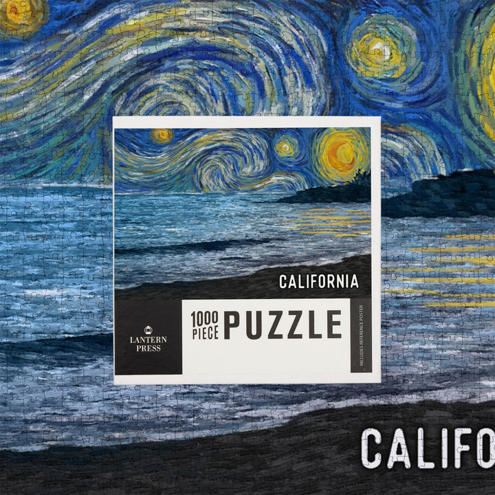 California, Starry Night, Coastline, Jigsaw Puzzle