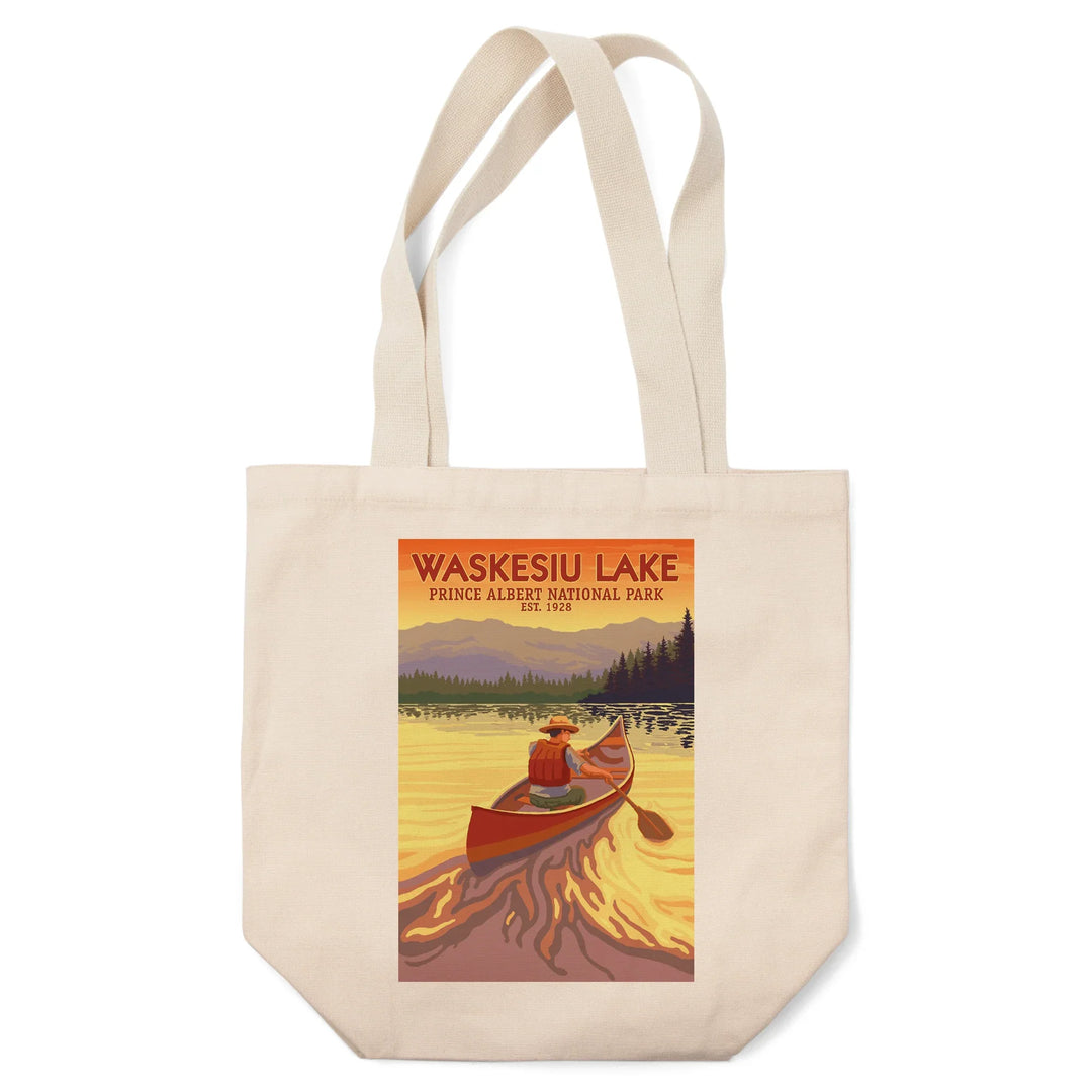 Waskesiu Lake, Saskatchewan, Prince Albert National Park, Canoe Scene, Tote Bag