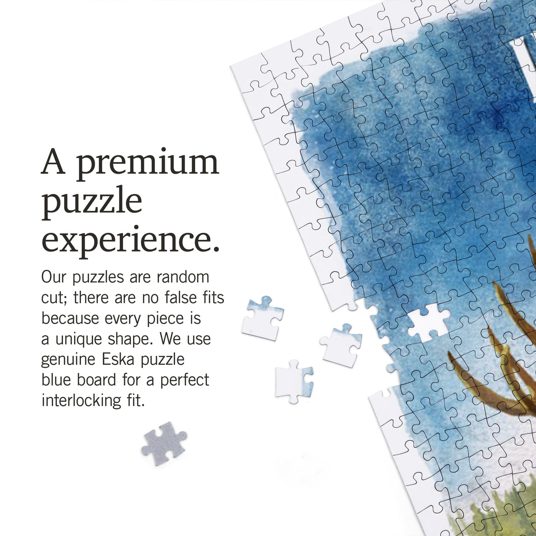 Idaho, Watercolor Study, Moose, 1000 Piece Jigsaw Puzzle
