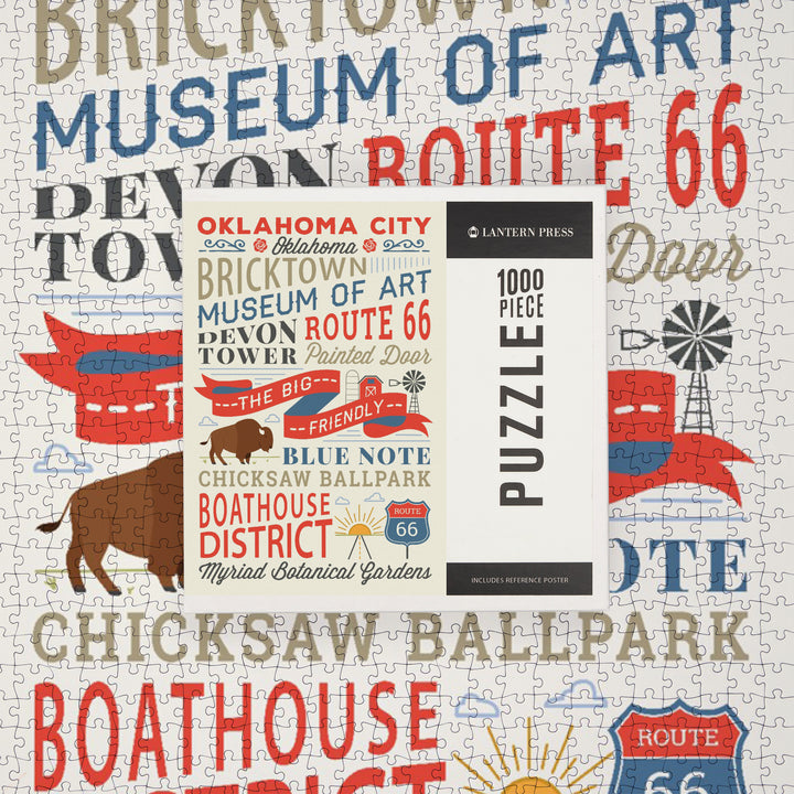 Oklahoma City, Oklahoma, Stacked Typography, 1000 Piece Jigsaw Puzzle