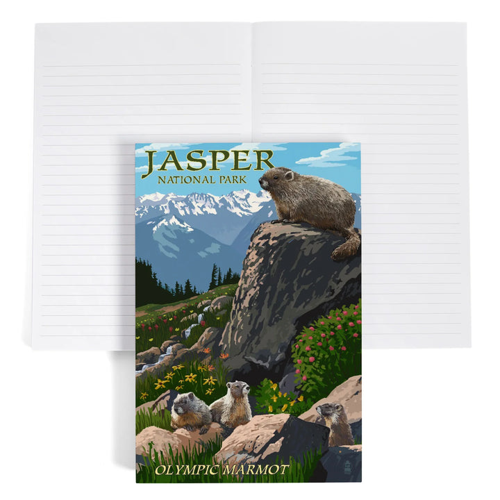 Lined 6x9 Journal, Jasper National Park, Canada, Olympic Marmots, Lay Flat, 193 Pages, FSC paper