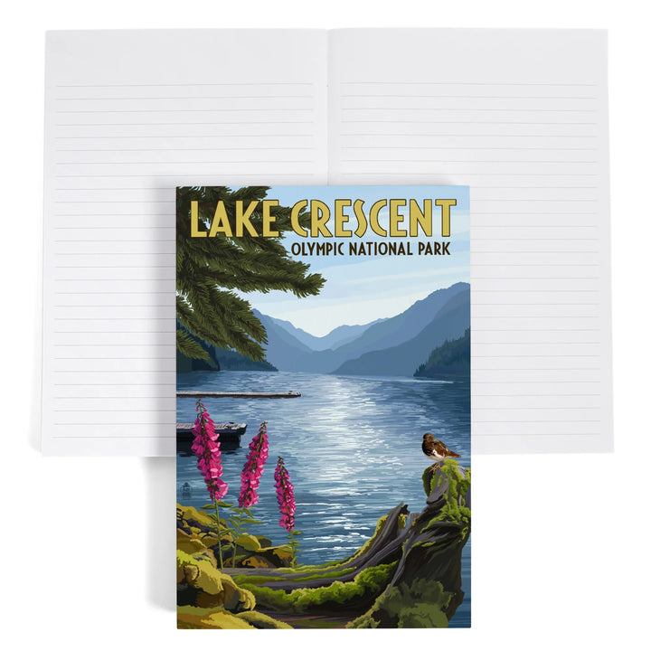 Lined 6x9 Journal, Olympic National Park, Washington, Lake Crescent, Lay Flat, 193 Pages, FSC paper