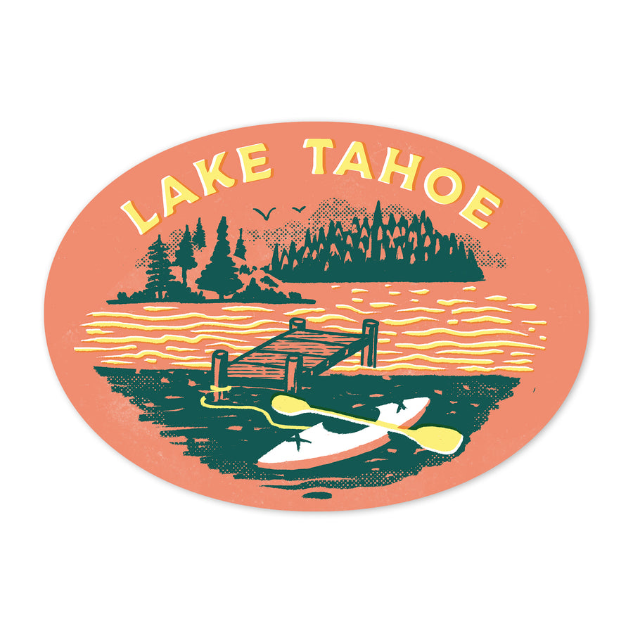 Lake Tahoe, Lake Life Series, Lake Adventures, Contour, Vinyl Sticker - Lantern Press